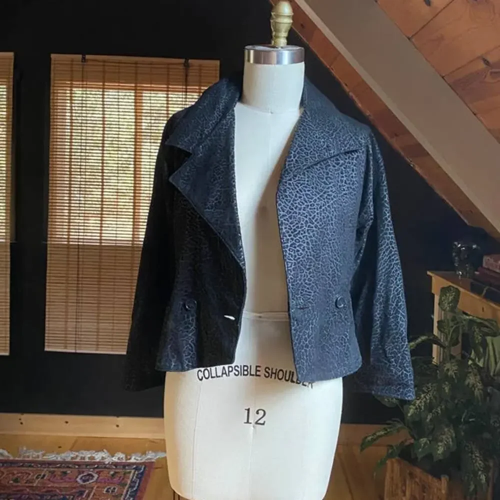 Suede Bomber Jacket Leopard Vintage 80s